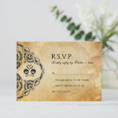 Halloween RSVP - Skull & Crossbones Karte (Stehend Vorderseite)