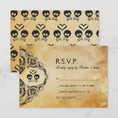 Halloween RSVP - Skull & Crossbones Karte (Vorne/Hinten)