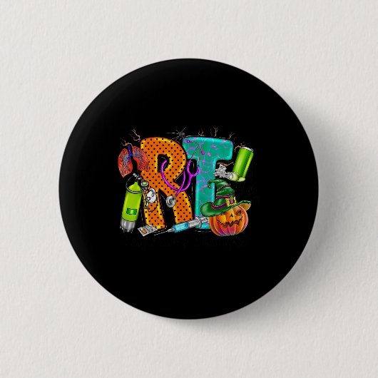 Halloween RT Respiratorentherapeut spooky RT Kürbi Button (Vorderseite)