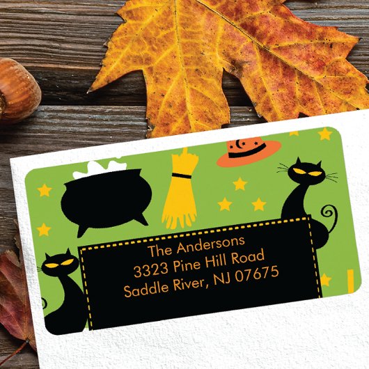 Halloween Rückgabeadresse Label Spaß Black Cat Adressaufkleber
