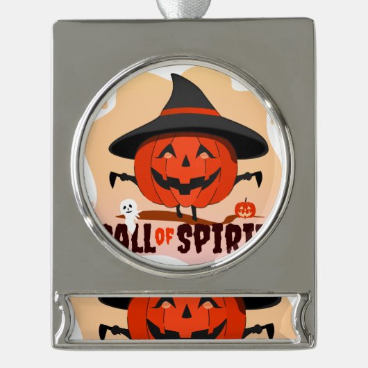 Halloween-Ruf Banner-Ornament Silber (Vorderseite)