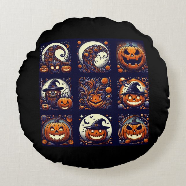 Halloween Rundes Kissen (Vorderseite)