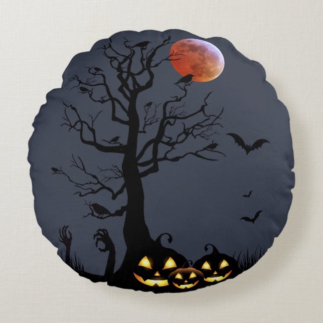 Halloween Rundes Kissen (Vorderseite)