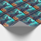 Halloween Russian Blue Cat mit Pumpkins Beängstige Geschenkpapier (Ecke)