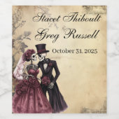 Halloween Rustic Gothic Skeleton-Adressetikett Weinetikett (Einzelnes Label)