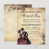 Halloween Rustic Gothic Skeleton Wedding Postkarte (Vorne/Hinten)