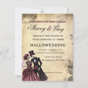 Halloween Rustic Gothic Skeleton Wedding Postkarte