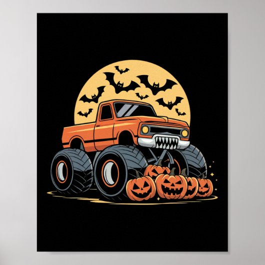 Halloween S for Kids Boys Monster Truck Pumpkins Poster (Vorne)
