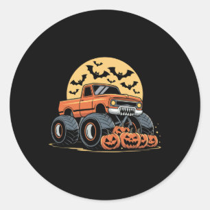 Halloween S for Kids Boys Monster Truck Pumpkins Runder Aufkleber