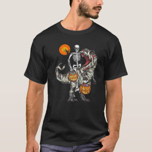 Halloween S Skeleton Riding Mummy Dinosaur T Rex F T-Shirt