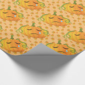 Halloween Sad Pumpkin Nahtloses Muster Geschenkpapier (Ecke)