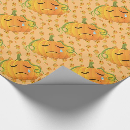 Halloween Sad Pumpkin Nahtloses Muster Geschenkpapier (Ecke)