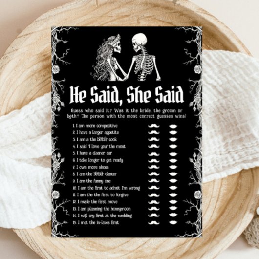 Halloween sagte er, sie sagte Brautparty Game Einladung