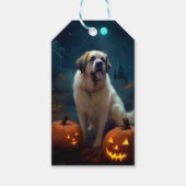 Halloween Saint Bernard mit Pumpkins Beängstigend Geschenkanhänger (Vorderseite)