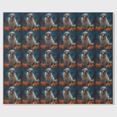 Halloween Saint Bernard mit Pumpkins Beängstigend Geschenkpapier (Flach)