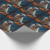 Halloween Saint Bernard mit Pumpkins Beängstigend Geschenkpapier (Ecke)