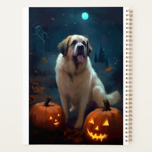 Halloween Saint Bernard mit Pumpkins Beängstigend Planer (Rückseite)
