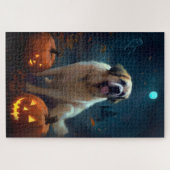Halloween Saint Bernard mit Pumpkins Beängstigend Puzzle (Horizontal)