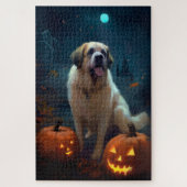 Halloween Saint Bernard mit Pumpkins Beängstigend Puzzle (Vertikal)