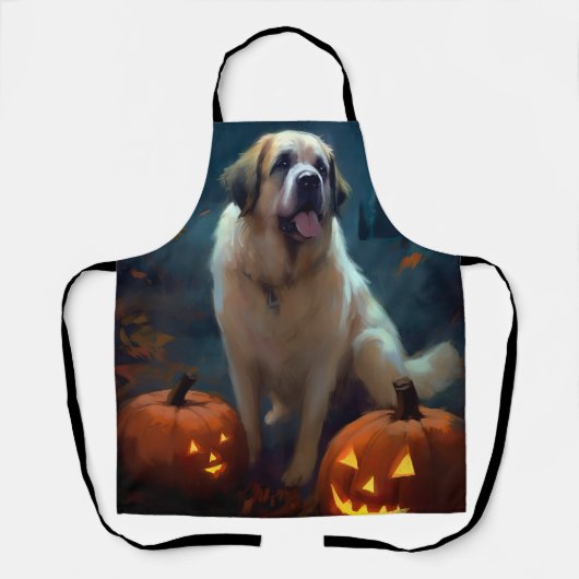 Halloween Saint Bernard mit Pumpkins Beängstigend Schürze (Vorderseite)