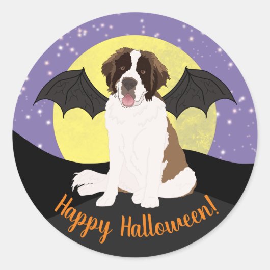 Halloween Saint Bernard Runder Aufkleber (Vorderseite)
