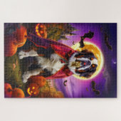 Halloween Saint Bernard Vampire Pumpkins Beängstig Puzzle (Horizontal)