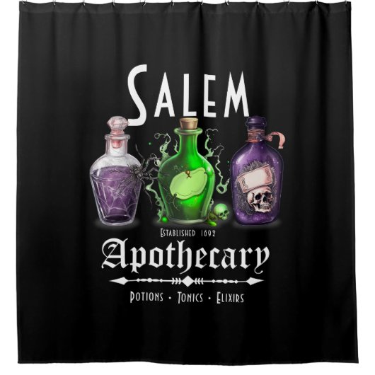 Halloween Salem Apothecary Potions Tonics Elixirs Duschvorhang (Vorderseite)