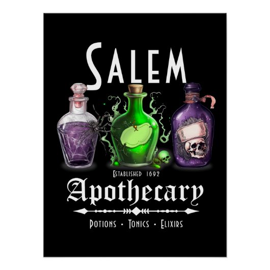 Halloween Salem Apothecary Potions Tonics Elixirs Poster (Vorderseite)