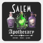 Halloween Salem Apothecary Potions Tonics Elixirs Quadratischer Aufkleber (Vorderseite)