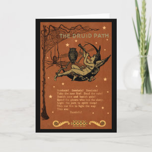 Halloween Samhain Fee Eule Spinnennetz Karte