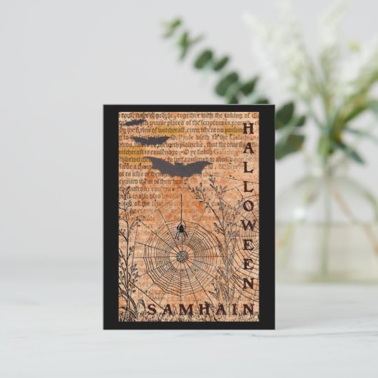 Halloween Samhain Spider Webs Postkarte (Stehend Vorderseite)