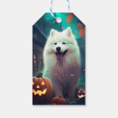 Halloween Samoyed with Pumpkins Beängstigend Geschenkanhänger (Rückseite)