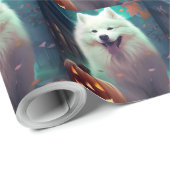 Halloween Samoyed with Pumpkins Beängstigend Geschenkpapier (Rolleneckpunkt)