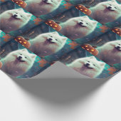 Halloween Samoyed with Pumpkins Beängstigend Geschenkpapier (Ecke)