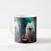 Halloween Samoyed with Pumpkins Beängstigend Kaffeetasse (Vorderseite Links)