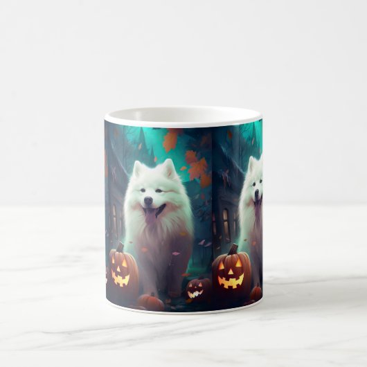 Halloween Samoyed with Pumpkins Beängstigend Kaffeetasse (Mittel)