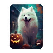 Halloween Samoyed with Pumpkins Beängstigend Magnet (Vertikal)