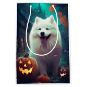 Halloween Samoyed with Pumpkins Beängstigend Mittlere Geschenktüte (Vorderseite)