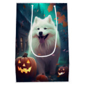 Halloween Samoyed with Pumpkins Beängstigend Mittlere Geschenktüte (Rückseite)