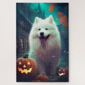 Halloween Samoyed with Pumpkins Beängstigend Puzzle (Vertikal)