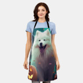 Halloween Samoyed with Pumpkins Beängstigend Schürze (Getragen)