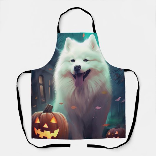 Halloween Samoyed with Pumpkins Beängstigend Schürze (Vorderseite)