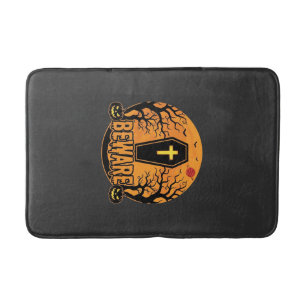 Halloween Sarg Vorsicht Kürbis Horror Design_1 Badematte