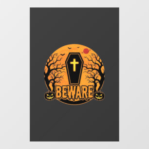 Halloween Sarg Vorsicht Kürbis Horror Design_1 Fensteraufkleber