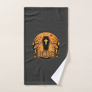 Halloween Sarg Vorsicht Kürbis Horror Design_1 Handtuch