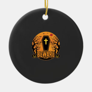 Halloween Sarg Vorsicht Kürbis Horror Design_1 Keramik Ornament
