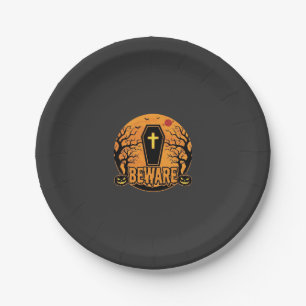 Halloween Sarg Vorsicht Kürbis Horror Design_1 Pappteller