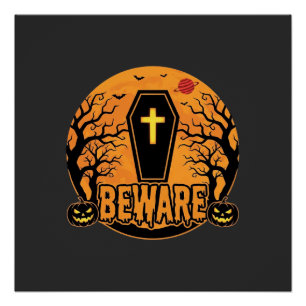 Halloween Sarg Vorsicht Kürbis Horror Design_1 Poster