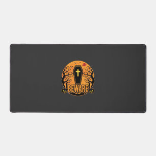 Halloween Sarg Vorsicht Kürbis Horror Design_1 Schreibtischunterlage