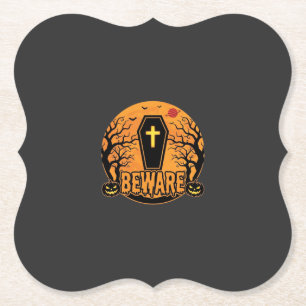 Halloween Sarg Vorsicht Kürbis Horror Design_1 Untersetzer